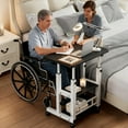 thumbnail image 3 of Mobile Lift Nursing Bed Table with 360° Rotating Folding Top, Height Adjustable Bedside Table with Storage Layer, Hospital & Home Care Desk for Writing Reading, 8 Colors, Thoughtful Gift, 3 of 33