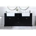 thumbnail image 2 of Elegant Decor Franklin 72" Wood Double Bathroom Vanity in Black, 2 of 6