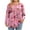 Hot Pink, variant on JSheng Women's Long Sleeve Tops Plus Size Fashion Printing Casual Round Neck Button Loose Pullover T-shirt for Daily Wear Purple L