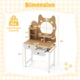 thumbnail image 3 of Gymax Small Vanity Desk w/ Mirror & Lights Cute Kitty Makeup Table w/Power Outlets, 3 of 8