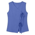 thumbnail image 5 of Women's Sleeveless V-Neck Linen Tank Top, Solid Color Casual Summer Blouse, 5 of 7