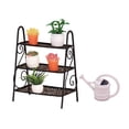 thumbnail image 1 of Accesorios para casa de muñecas en miniatura, juego de soporte para flores, metal, plástico, escala 1:12, decoración Negro, 1 of 9