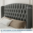 thumbnail image 6 of 51'' Tall Deep Button Tufted Wingback Headboard King Bed Frame – Upholstered Platform, Noise-Free Strong Wood Slat Support, No Box Season Needed, Easy Assembly – Modern Bedroom Furniture, 6 of 8