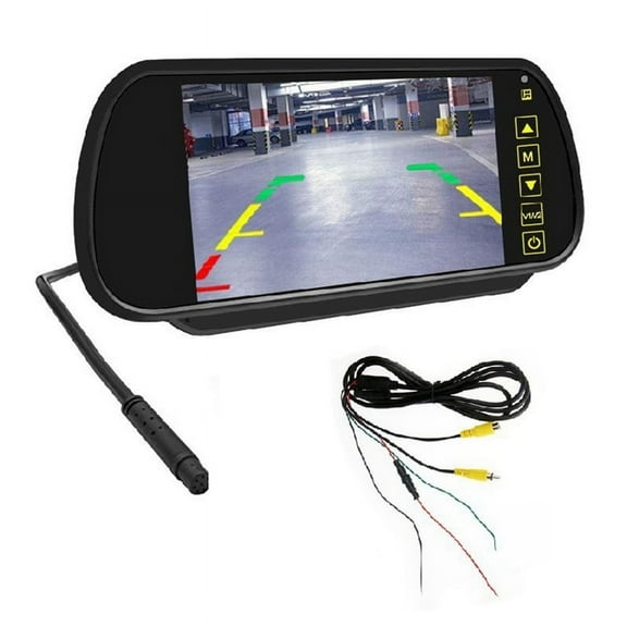 7 Inch Car LCD Mirror Monitor Parking Screen 2 AV Input Auto Display Assist for Rear View Reversing Camera,1 x monitor,Black