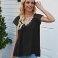 thumbnail image 2 of Haute Edition V-Neck Lace Flowy Tee, 2 of 4
