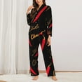 thumbnail image 3 of Disketp Pajamas Set Long Sleeve Sleepwear Womens Button Down Nightwear Pj Sets-Hot Chili, 3 of 9