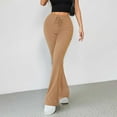 thumbnail image 4 of VINUSLI Yoga Pants Women Wide Leg - Drawstring Waist Bell Bottom Flare Leg Pant Tummy Control Gym Workout Trousers Khaki,XS, 4 of 6