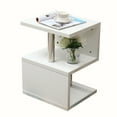 thumbnail image 6 of Miumaeov 22" Modern End Table S-Shaped Coffee Table with Storage Shelf and Steel Poles High Gloss Nightstand with Lights 3 Tier Sofa Table for Living Room Bedroom White, 6 of 11