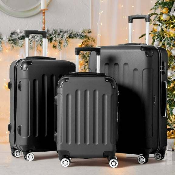 Ktaxon Hardside Lightweight Spinner 20/24/28" Luggage Suitcase Set w/TSA Lock Black