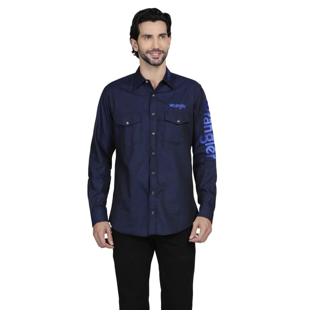 Camisa Vaquera Wrangler Hombre Retro W02 azul marino M
