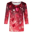thumbnail image 2 of gakvbuo Valentine Day Shirt for Women Trendy 3/4 Sleeve Tunic Tops Cute Graphic Tees Round Neck Casual Funny Shirts Tops Blouse, 2 of 5