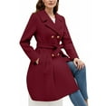 thumbnail image 4 of Heisall Womens Winter Coats Notched Collar Double Breasted Button A-line Gathered Wool Blend Outerwear Casual Style, 4 of 5