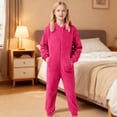 thumbnail image 2 of Jamsmile Kids Fuzzy Fleece Hooded Onesie Zip Up Jumpsuit Boys Girls Warm Winter Wear Fuzzy Warm Jumpsuit, 2 of 8