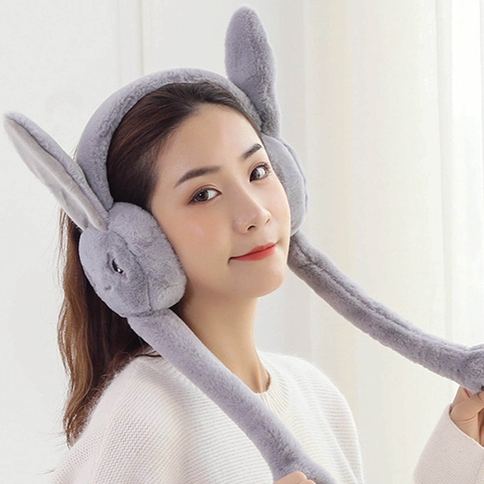 Visland Jumping Earmuffs Fine Plush Cold-resistant Rabbit Design