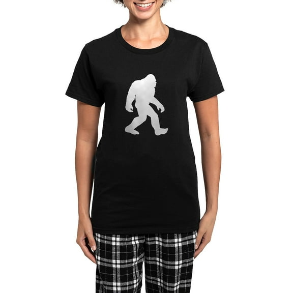 CafePress - White Bigfoot Silhouette Pajamas - Women's Short Sleeve Print T-Shirt and Pants Dark Cotton Pajama Set