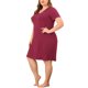 thumbnail image 2 of Camisón de encaje de talgrande pamujer, mancorta, cuello en V, pijama, rode dormir, vestido Burgundy 3XL, 2 of 6