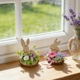 thumbnail image 3 of PLYZLE Rustic Farmhouse Easter Bunny Figurine Wooden Rabbit Centerpiece with Flowers Miniature Bunny Decor for Table Garden Easter Decorations for Home and Spring Celebration, 3 of 5