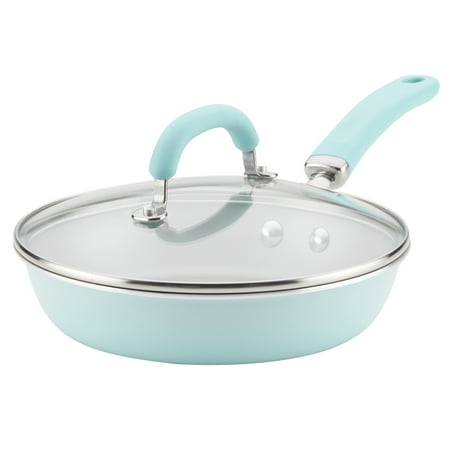 

Rachael Ray 9.5 Create Delicious Aluminum Nonstick Covered Deep Frying Pan Light Blue Shimmer