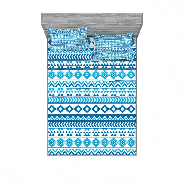 Tribal Bedding Set with Sheet & Covers, Aztec Pattern with Geometric