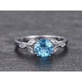 thumbnail image 3 of HeartsAndYou 1.2ct Natural Aquamarine Diamond Floral Leaf Solitaire Ring 14k SOLID White Gold, 3 of 9