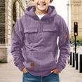 thumbnail image 2 of EnJoCho Boys Flece Half Zip Hoodie Hooded Sweatshirt with Multi Pocket Solid Color Pullover Warm Kids Outerwear for Fall Winter Comfortable, 2 of 7