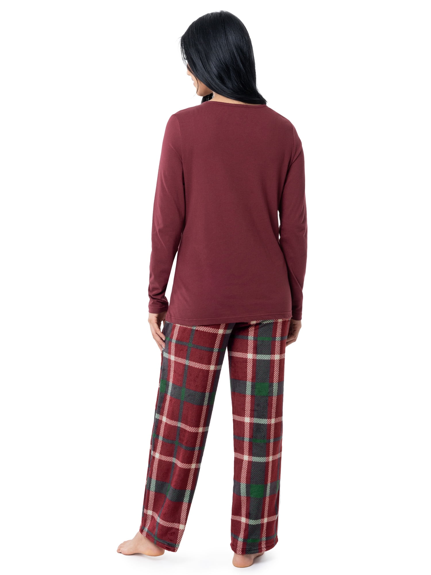 Fruit of the Loom Women's Beyond Soft Long Sleeve Top & Fleece Bottom Pajama Set, Sizes S-4X