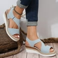 thumbnail image 4 of Sandals for Women 2025, Xunlbb Women's Summer Size Wedge Fish Mouth Roman Sandals(Blue,Size:36), 4 of 9