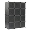 thumbnail image 7 of Zimtown 12 Cube DIY Storage Organizer, 42''L x 18''W x 56''H Portable Closet, Stackable Clothes Wardrobe Cabinet w/Doors, Black, 7 of 7