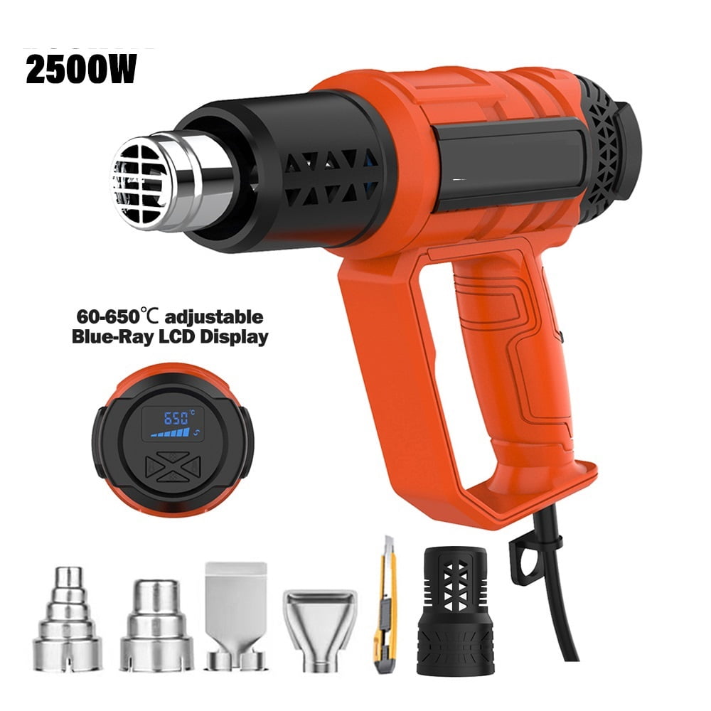 2500w Hot Air Gun Mini Construction Dryers Shrink Wrapping Heat Gun Temperaturesa Djustable Thermal Blower & 4 Nozzles ,Variable Temperature