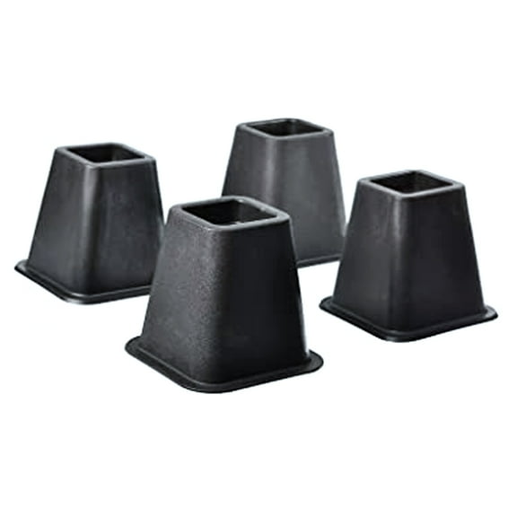 TVTime Direct - Bed Risers - Plastic Sturdy Blocks Elevate Up To 6 Inch - Black - 4 Piece Set