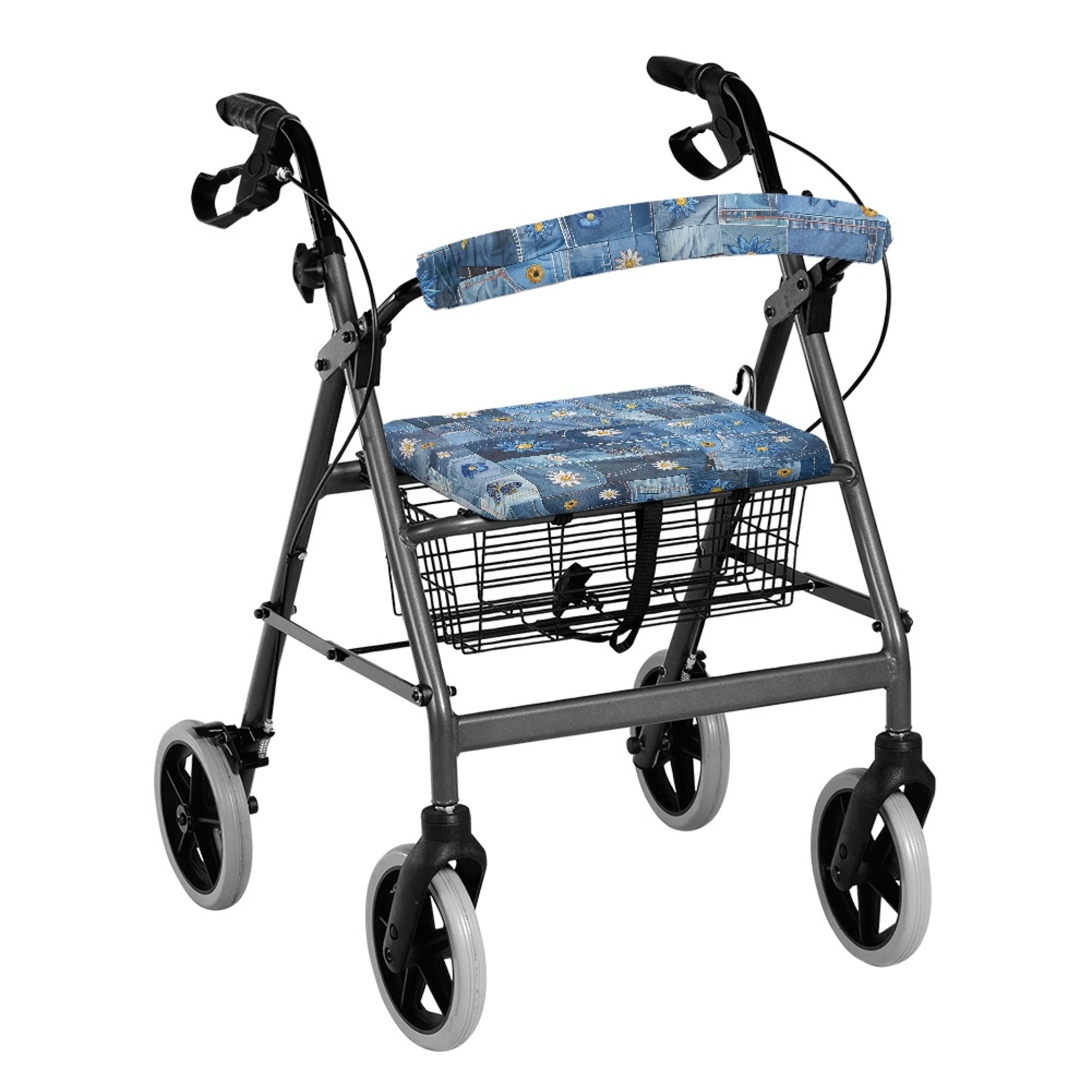 COEQINE Cowboy Daisy Rollator Seat Back Cover 2PCS Rollator Walker Seat & Back Cover Rollator Seat Walker Seat and Backrest Cover Daisies for Seniors