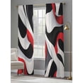 thumbnail image 4 of Abstract Gradient Stitching Sheer Curtains 108 Inches Long 2 Panels Black Red White Water Ripple Light Filtering Semi Sheer Window Curtains Drapes for Bedroom Living Room 52"x108", 4 of 7