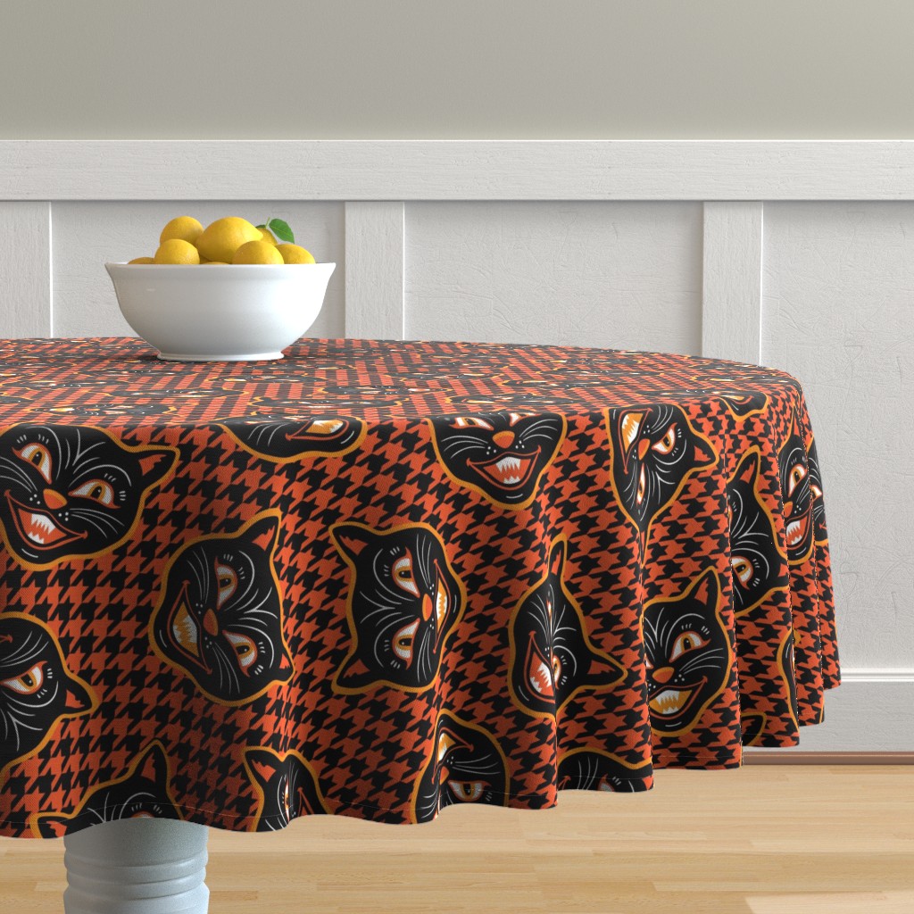 Linen Tablecloth Halloween Cats