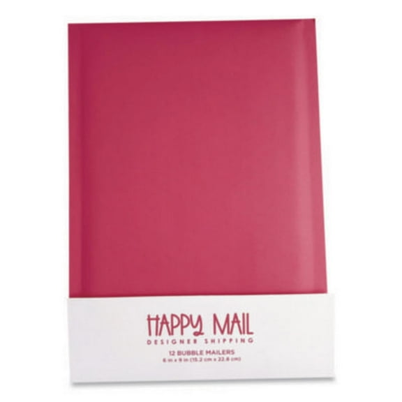 Happy Mail Designer Shipping 245155 Self-sealing Bubble Mailer, 6 X 9, Pink, 12/pack