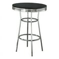 Coaster Company 1950's Black Retro Round Bar Table, Black/Chrome