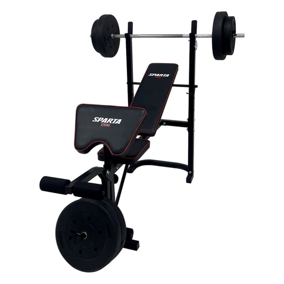 Banco de ejercicios Multifuncional Sparta con Barra y Discos integrados de 55kg BANSPA0001