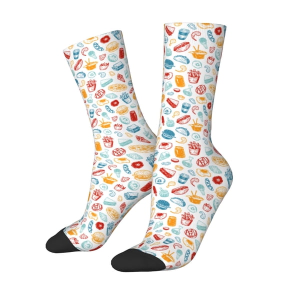 Vsdgher Fast Food 2 Crew Socks for Men & Women, Breathable Casual Athletic Ankle Socks