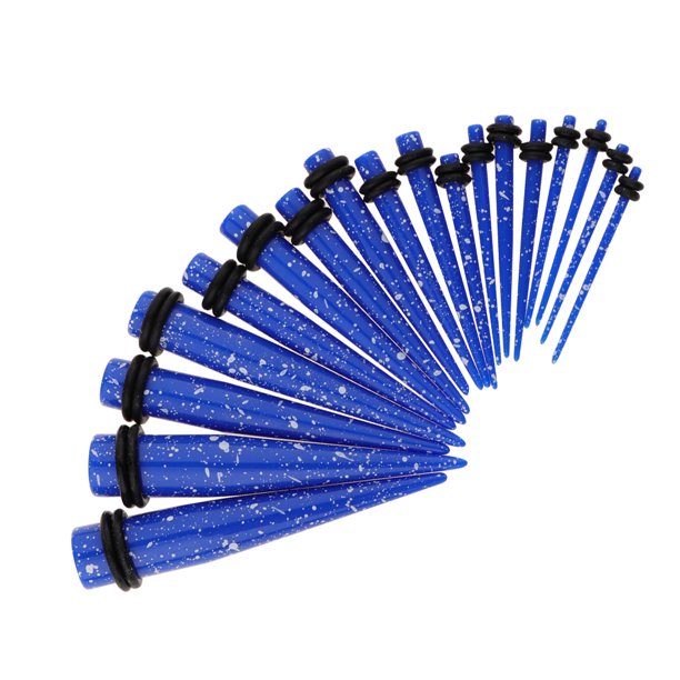 18 Piezas Punk Rock Acrílico Brillo Cono Ensanchador Piercings Corporales Tragus - Azul oscuro Sunnimix Kit de tapones para los oídos rectos