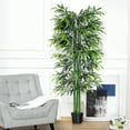 thumbnail image 2 of Outsunny 6FT Artificial Bamboo Tree Fake Plant in Pot Indoor Décor, 2 of 10