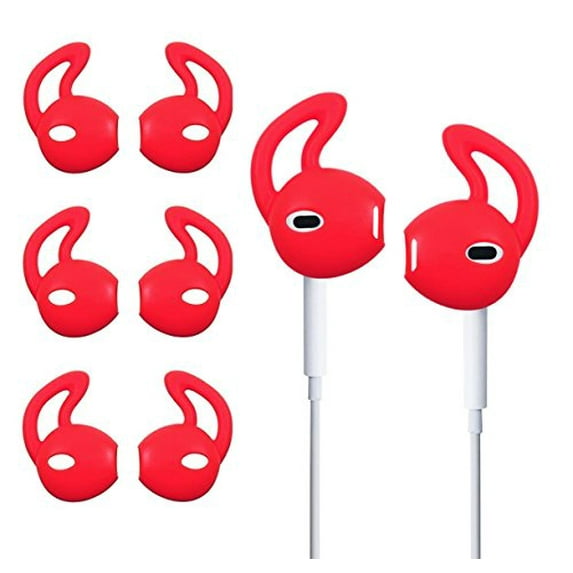 epacks Ear Gel for Apple iPhone Earpod Cover Anti-Slip Silicone Soft Replacement Sport Earbud Tips for iPhone 6S / 6 Plus / 5S / 5C / 5 Comfortable 4 Pairs (Red)