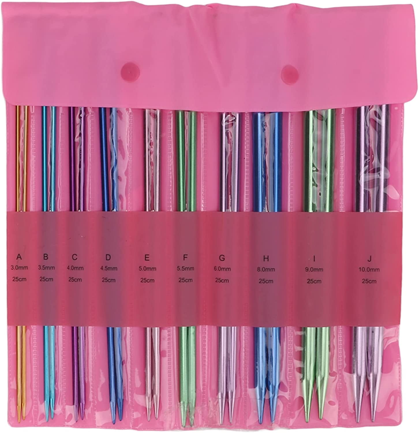 ABPETE 10 Pairs Knitting Needles Kit, Straight Single Pointed Knitting Needle Aluminum Sweater Knitted Needle in 10 Sizes for Handcraft Sewing Making Accessories