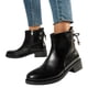 thumbnail image 3 of NECHOLOGY Botas Mujer Zapatos Botines para mujer Botines de moda Otoño Invierno para mujer, punta redonda, tacón medio, cremallera lateral, encaje trasero, estilo informal negro sólido (Black, 7), 3 of 7