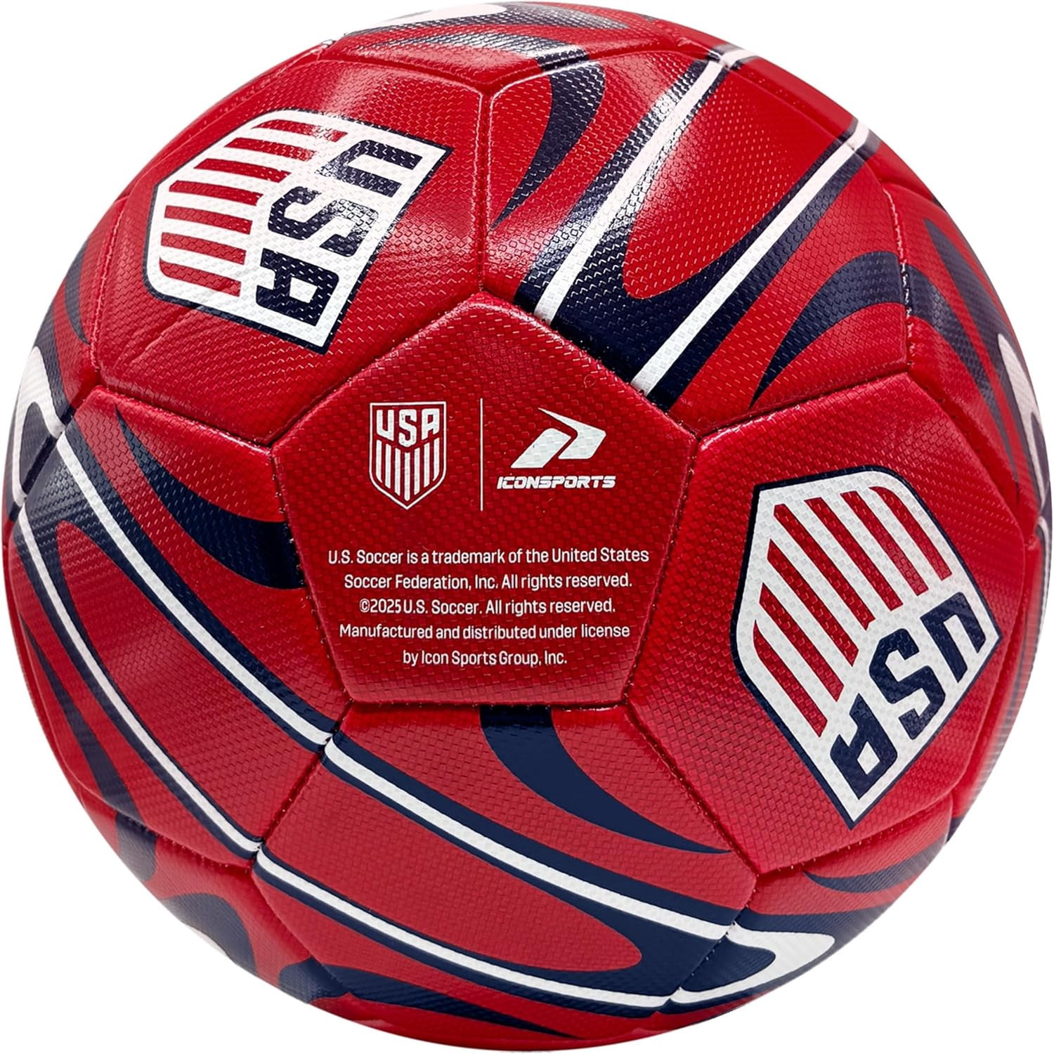 Icon Sports Official Licensed US Soccer Federation Soccer Ball - USSF188BL Red Size 5