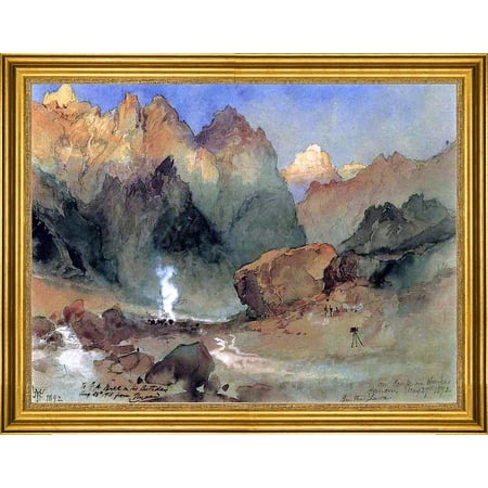 Thomas Moran In the Lava Beds - 18" x 24" Framed Premium Canvas Print