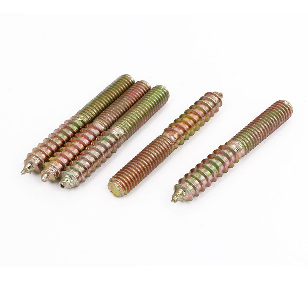 Uxcell M8 x 59mm Double Ended Threaded Self Tapping Wood Screw Rod Bar