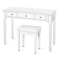 thumbnail image 2 of Patiojoy Vanity Makeup Dressing Table Set w/ Drawer Mirror Necklace Hook White, 2 of 9