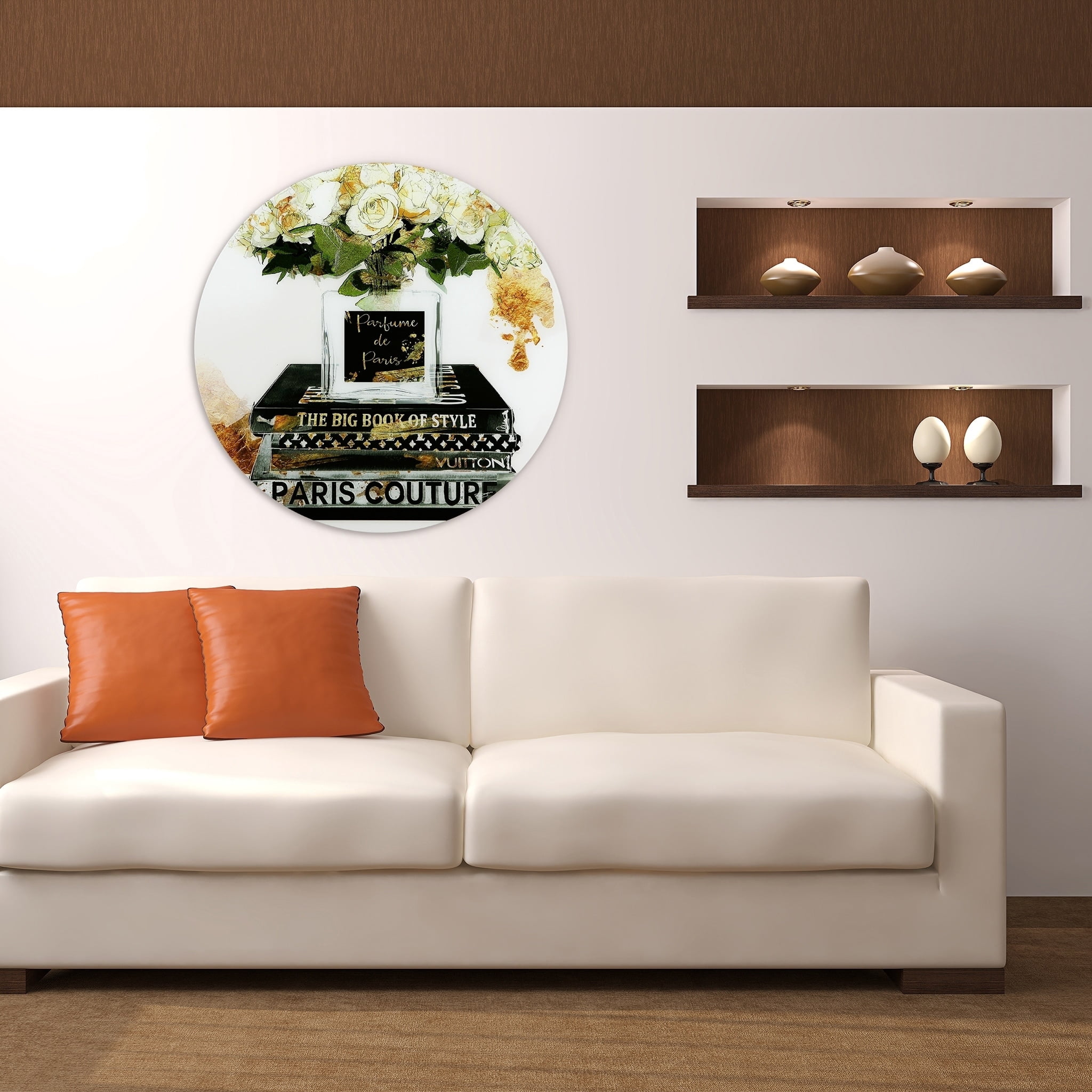 Empire Art Direct Big Book of Style Frameless Free Floating Tempered Glass Round Graphic Wall Art, 40" x 40", Ready to Hang