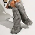 thumbnail image 5 of Women's Winter Solid Color Fluffy Faux Fur Knee High Snow Boots Girls's Outdoor Plush Warm Furry Long Boots Big Size, 5 of 5