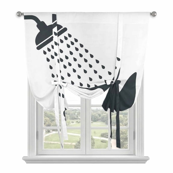 Dogs Showering Balloon Curtains for Windows, Bedroom Curtains 54 Inch Length, Modern Abstract Art Funny Animals Tie Up Curtains Panels Thermal Insulated Bathroom Curtains Window 42"x54"