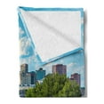 thumbnail image 2 of United States Soft Flannel Fleece Blanket, Hartford Connecticut USA Downtown Cityscape Aerial View Modern Life, Cozy Plush for Indoor and Outdoor Use, 50" x 70", Sky Blue Green Grey, by Ambesonne, 2 of 5